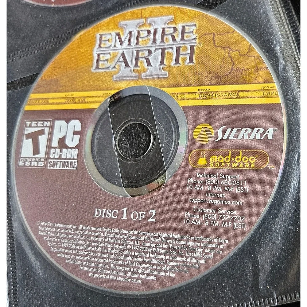 Empire Earth I II Art of Supremacy PC 4 Discs No Case Tested